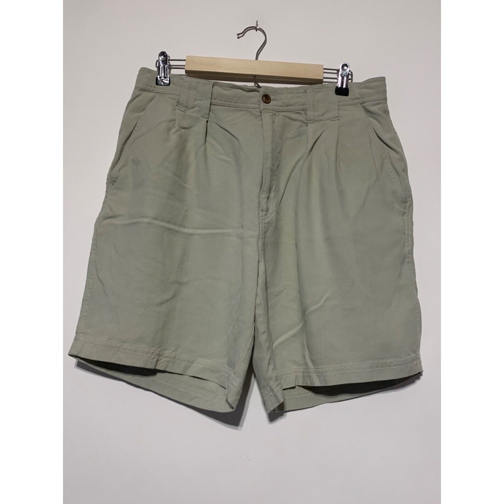 Tommy Bahama Mens Size 34 100% Silk Tan Pleated Shorts
